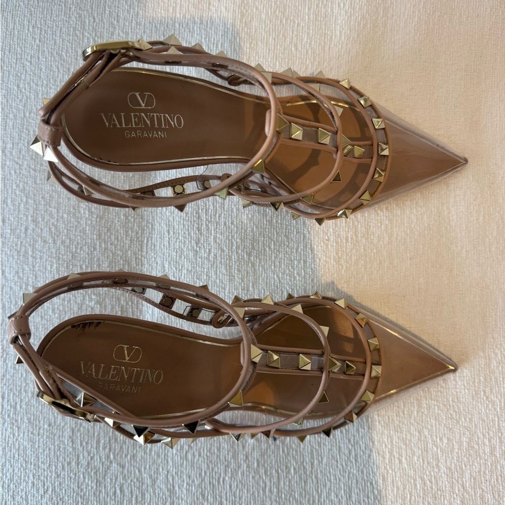 Valentino Gold Rockstud and transparent pumps - Picture 8 of 10